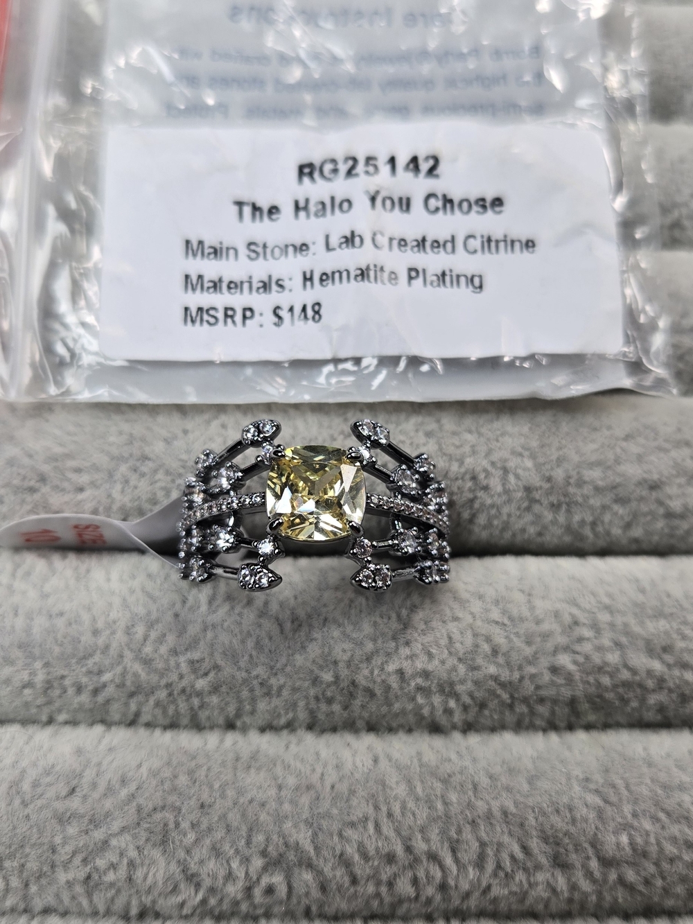 Size 10 Citrine The Halo You Chose Hematite Plated Bomb Party Ring RG25142